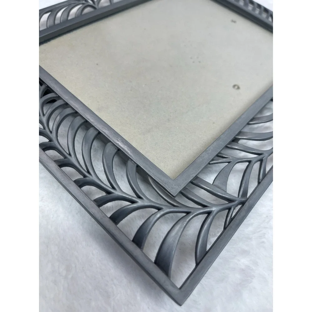 Set of 2 Pewter Tone Filigree Metal Photo Frames Ornate Scroll 5x7 4x6